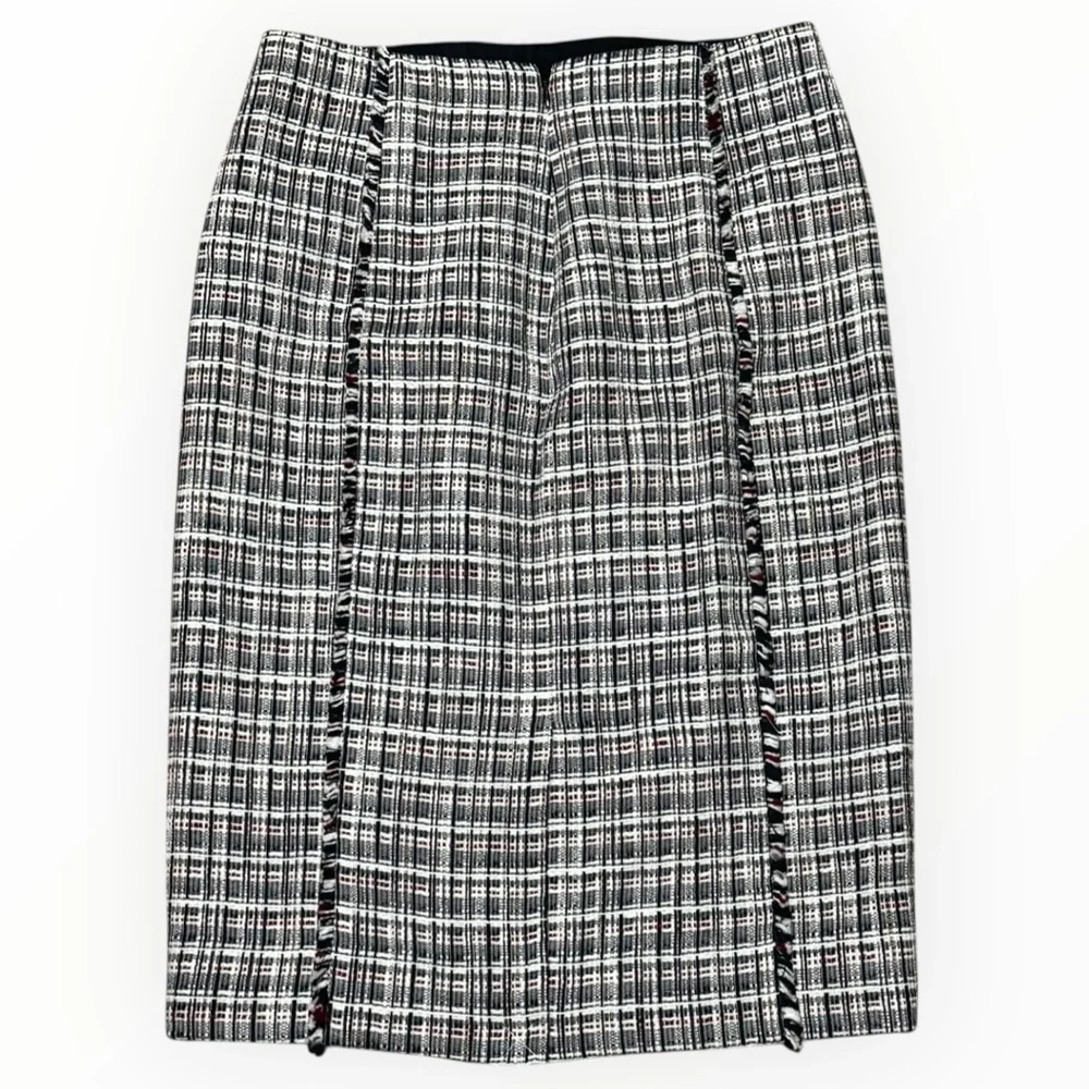 J. CREW Navy Blue Red White Tweed Pencil Skirt Preppy Prep Work Meeting Sz 4 NWT